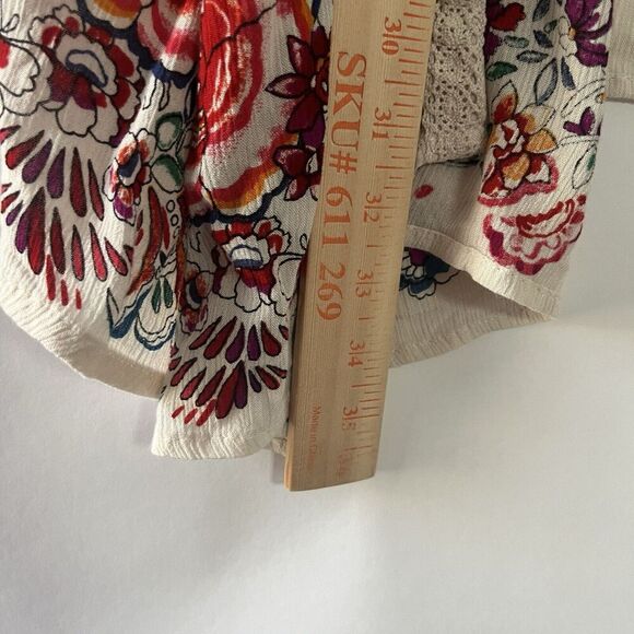 Bila Cardigan Sz‎ M/L Flowy Boho Crochet Floral Beach Waterfall Asymetrical - Picture 3 of 7